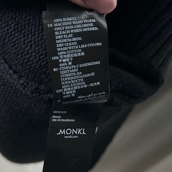 ASOS Monki Robin cotton knitted v neck sleeveless black mini dress - Picture 15 of 17